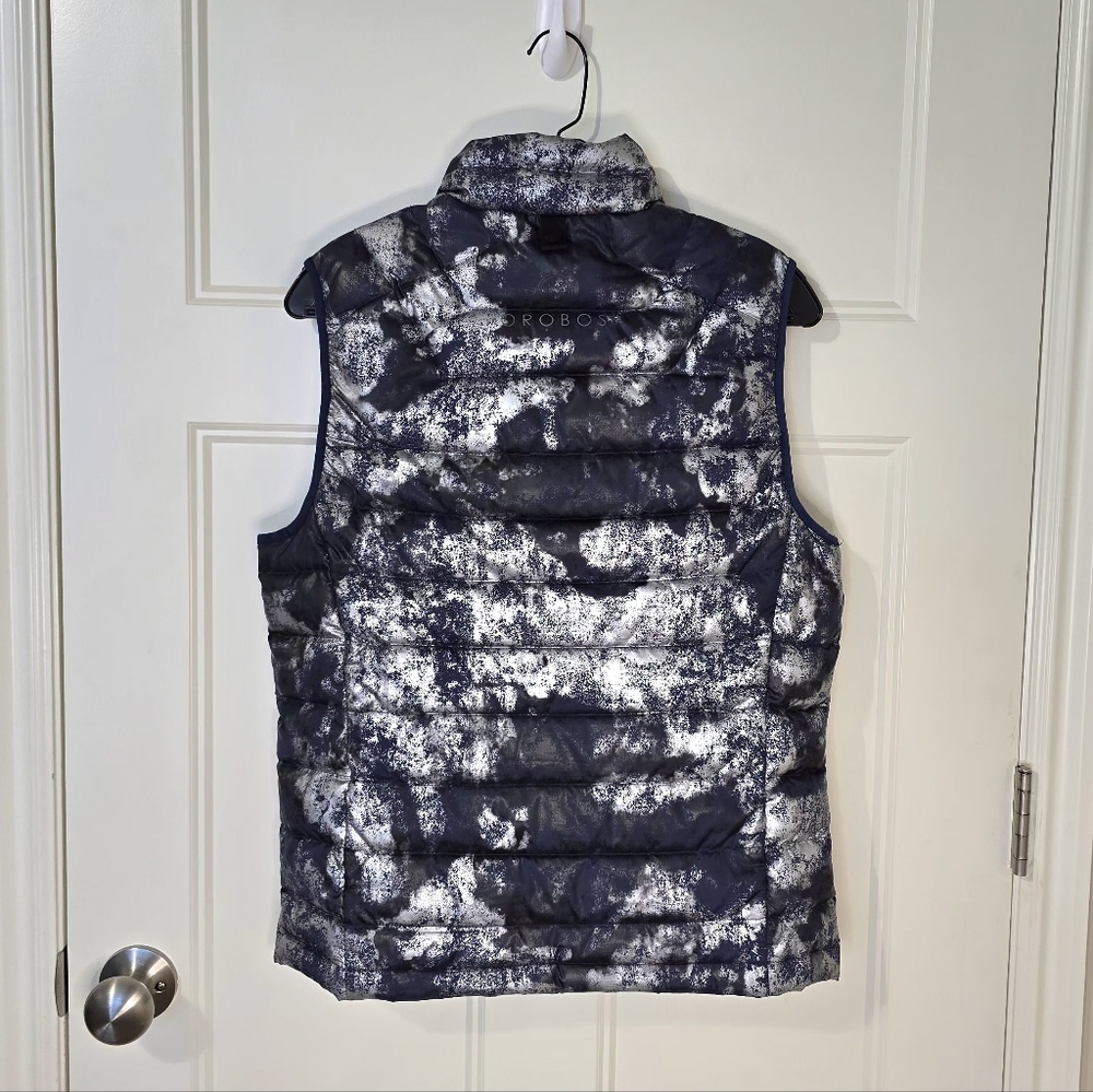 OROBOS Women's Down Puffer Vest Navy Silver Black Small Outdoor - Picture 2 of 12